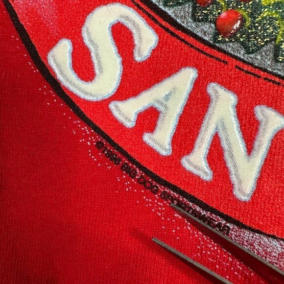 Big Dogs T-shirt S Red Vintage Made in USA 1996 Santa Paws Christmas - Picture 2 of 8